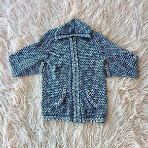 Men's Blue Geometric Zip-Up Sweater